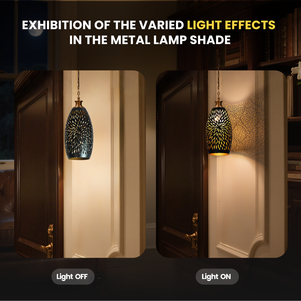 Etched Hollow Oval Pendant Shade – 7.8×4.7 Inch&1-5/8" Fitter