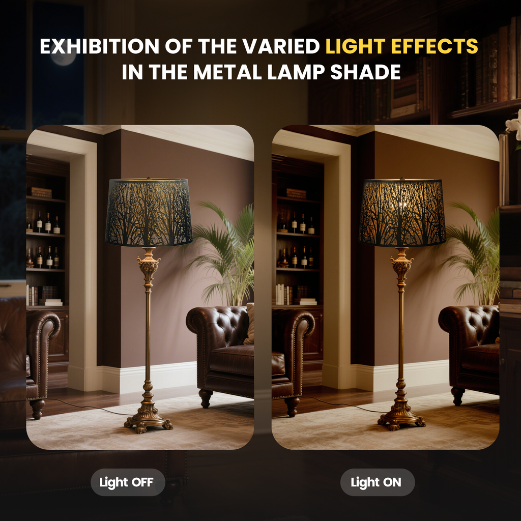 Forest Etched Lampshade – 14×16×11 Inch, Antique Bronze/Gold