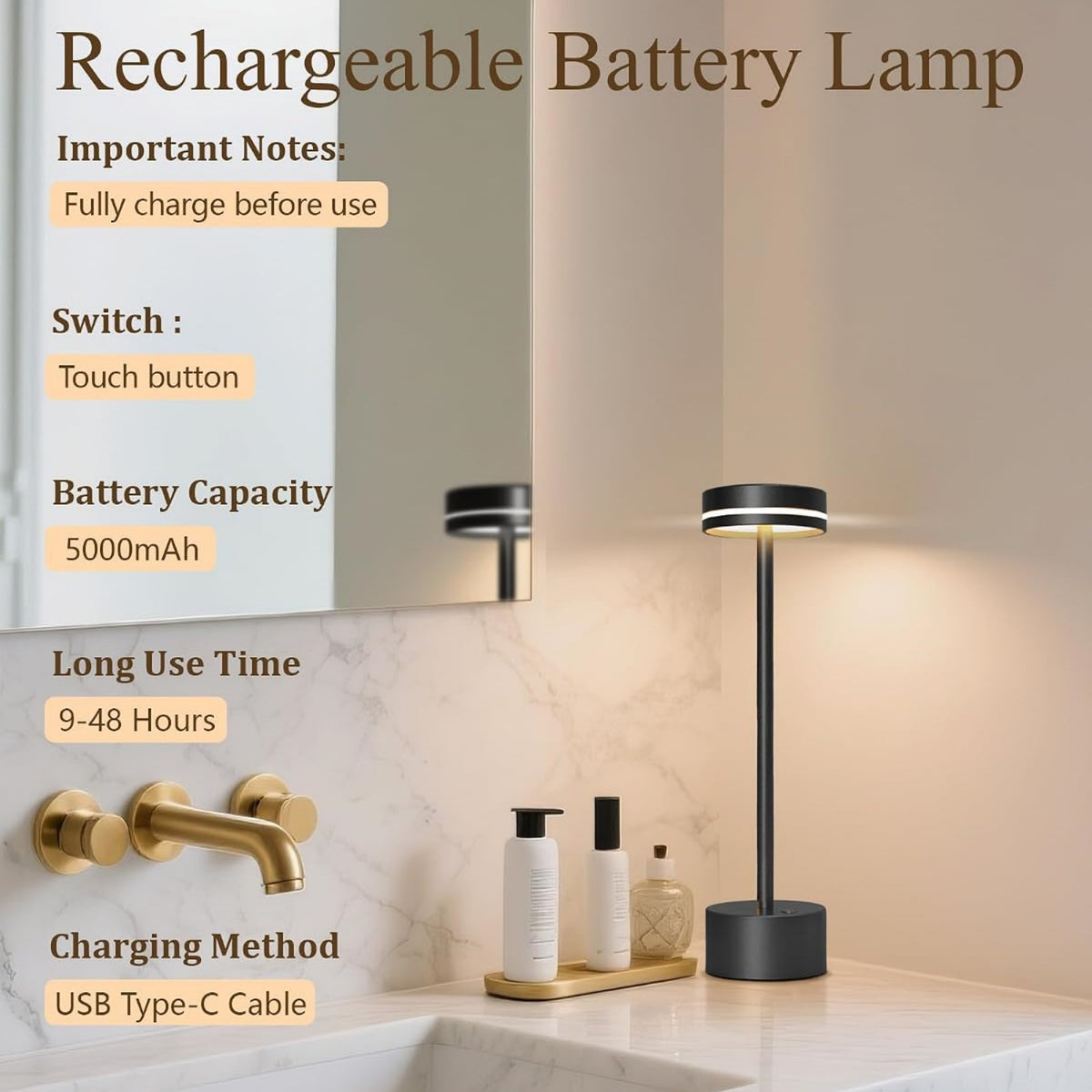 2 Packs LED Cordless Table Lamp, Portable Operated LED Desk Lamp, 3 Color Dimmable, Lighting for Home Décor,  Ambient Mood Light For Bar Pub
