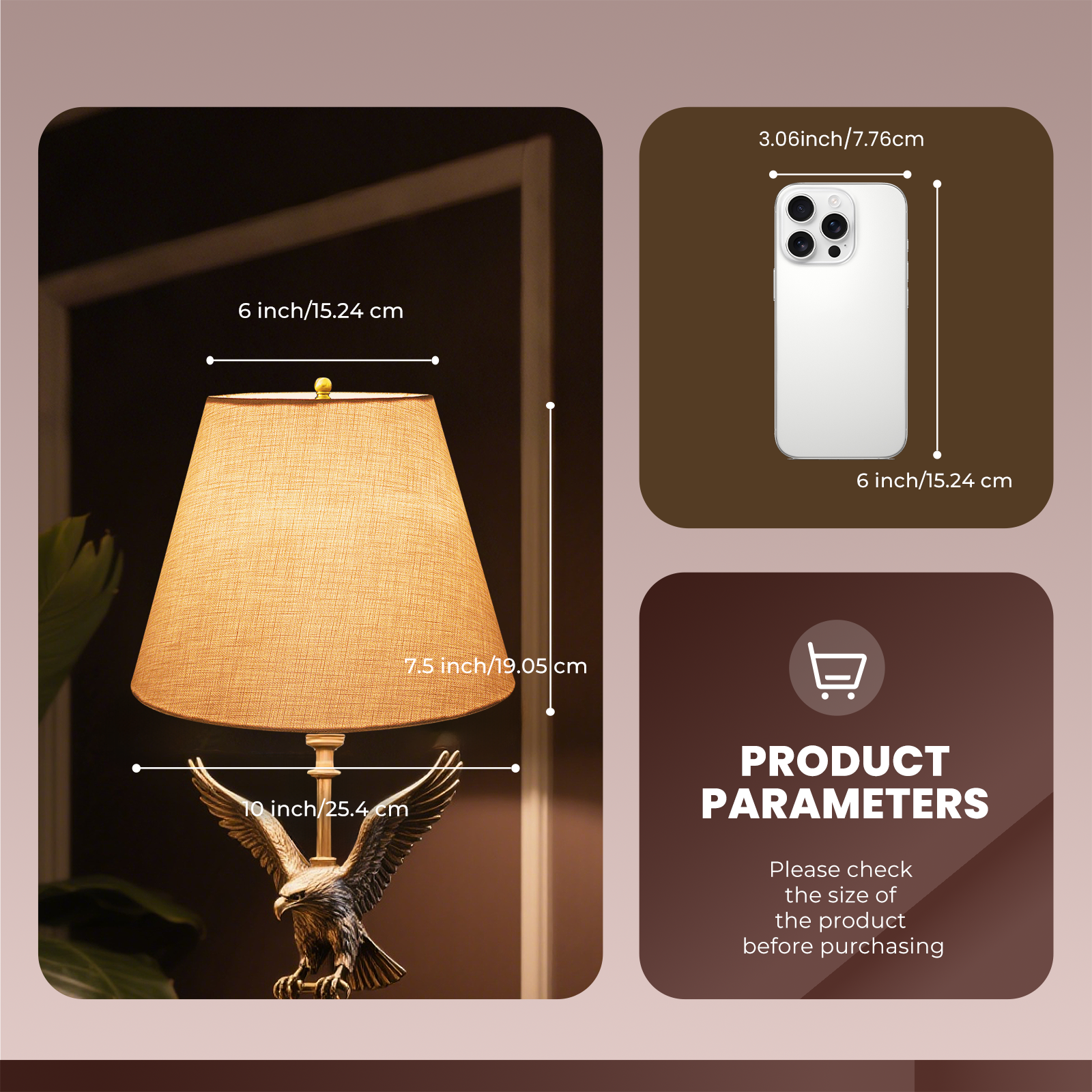 ALUCSET 6x10x7.5 Inch Bright White Linen Lampshade, Hand Crafted Barrel Spider Shade 0.4in for Table & Floor Lamp