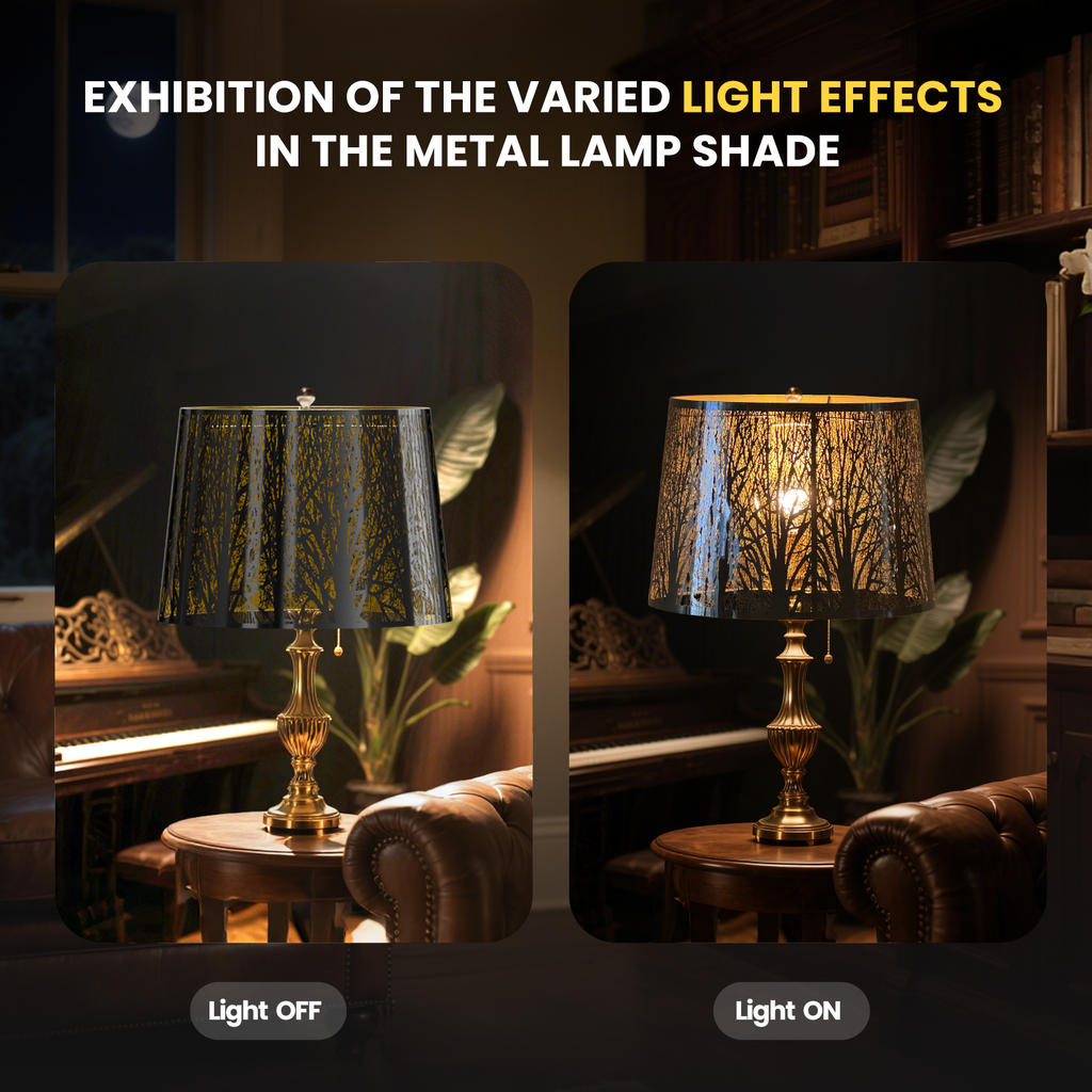 Large Drum Lampshade | Modern Metal Forest Mirror Effect