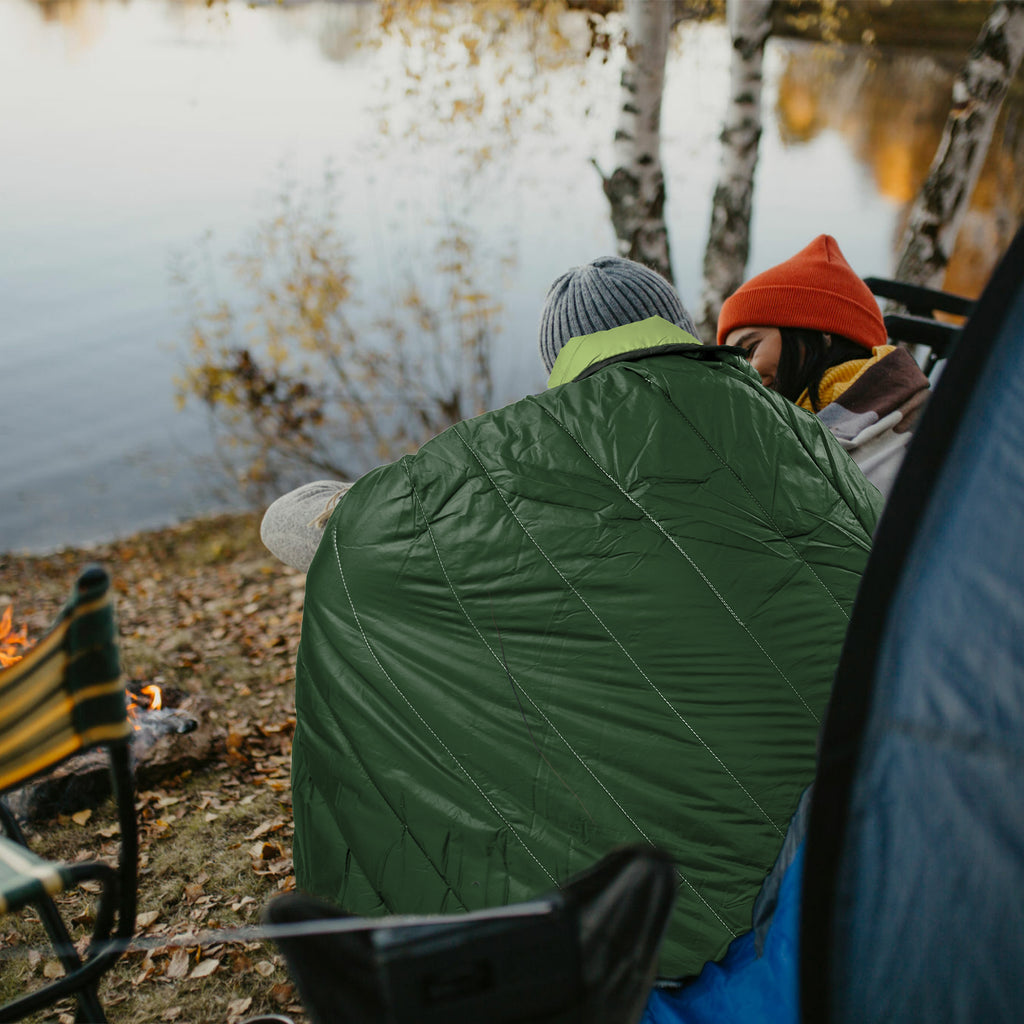Ultralight Packable Outdoor Blanket – Water-Resistant Puffy Camping Blanket for Travel, Beach, Picnic & Stadium, Teal Green 72" x 56"
