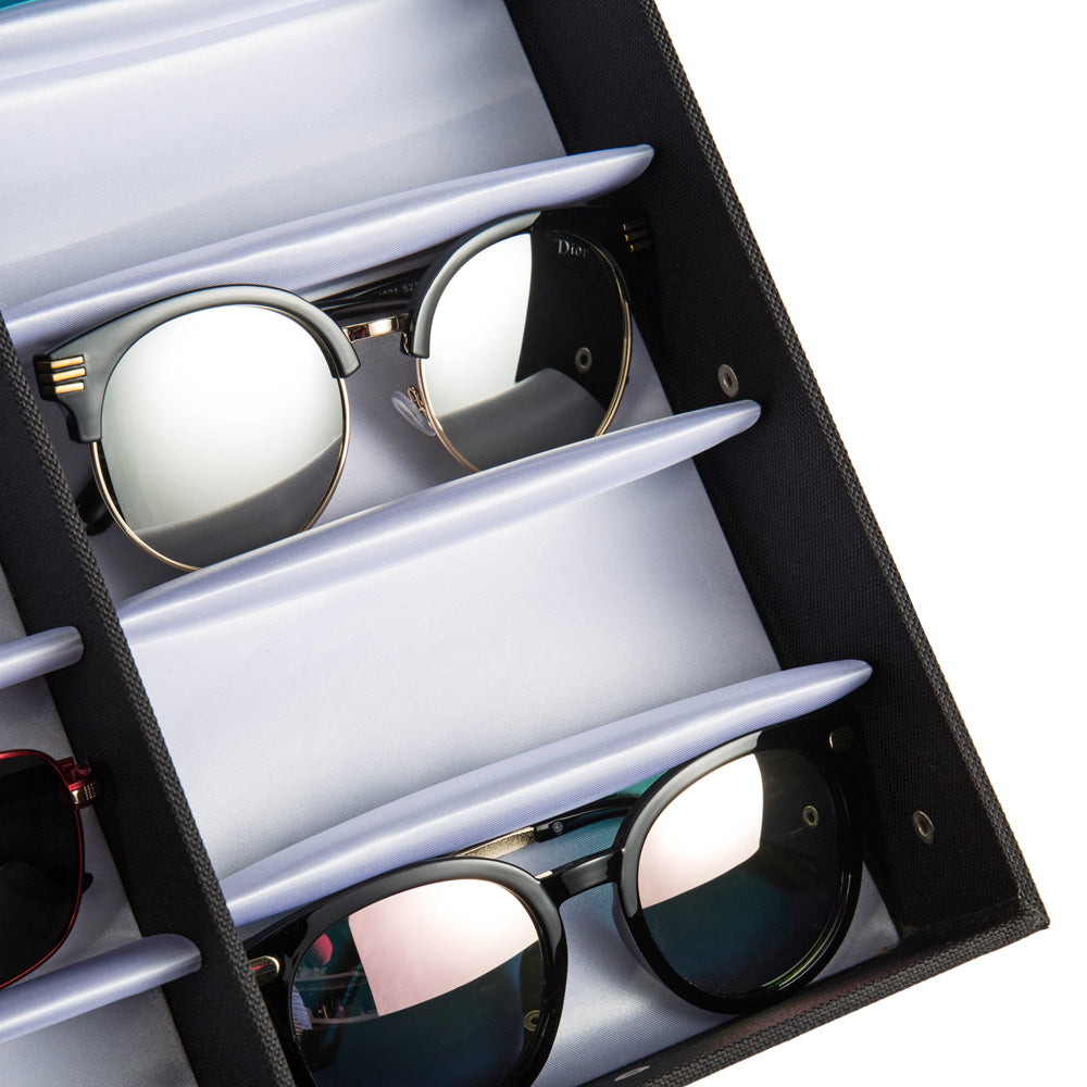 AEELLEEA-18 Slots Sunglasses Organizer Storage Case Tray, Eyewear Display Holder for Eyeglasses & Sunglasses, Large Capacity Glasses Collection Box for Home, Shop Display