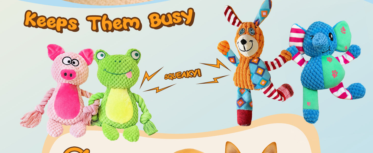 Swooflia Crinkle Dog Toy - Enrichment Squeaky Plush Toys to Keep Them Busy,Treat Boredom for Small Dogs Funny Interactive Stimulating Puppy Toy for Hide and Seek