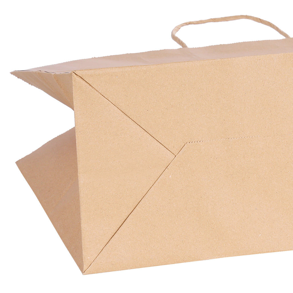 50 Pack 16x6x12 Inch Brown Kraft Paper Bags with Handles, Recyclable Plain Gift Shopping Totes, Disposable Retail Merchandise Bags for Party Boutique Grocery Packaging