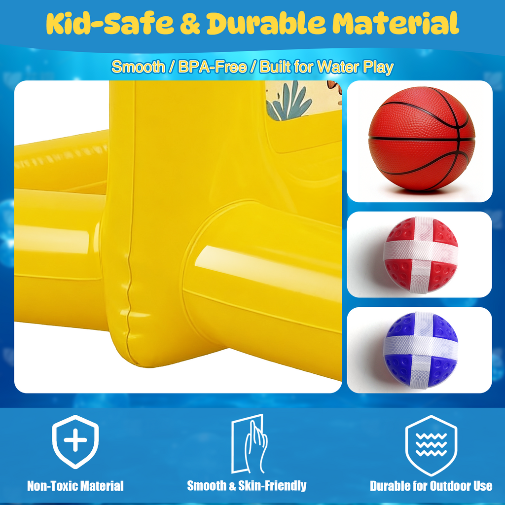 2-in-1 Pool Basketball Hoop & Dart Target, Pool Toys Games for Kids & Adults, Family Pool Party Games with Multiple Balls
