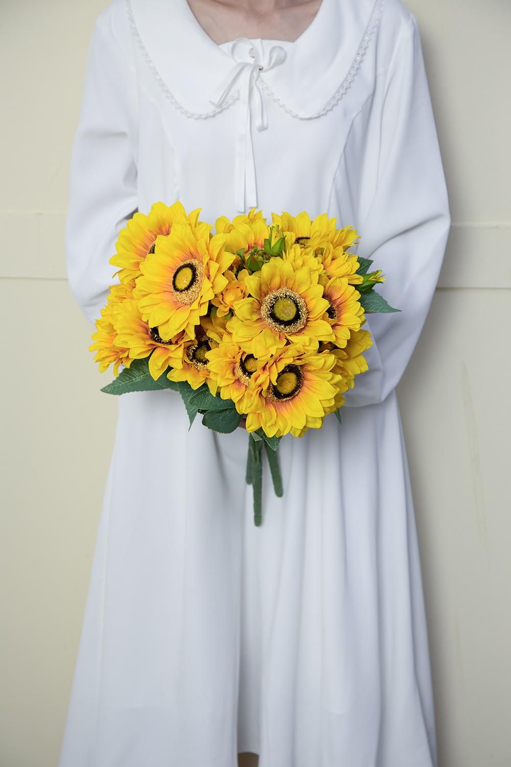 10.2 x 11 x 18.9"H Artificial Yellow Sunflower BushX9,4 Pack