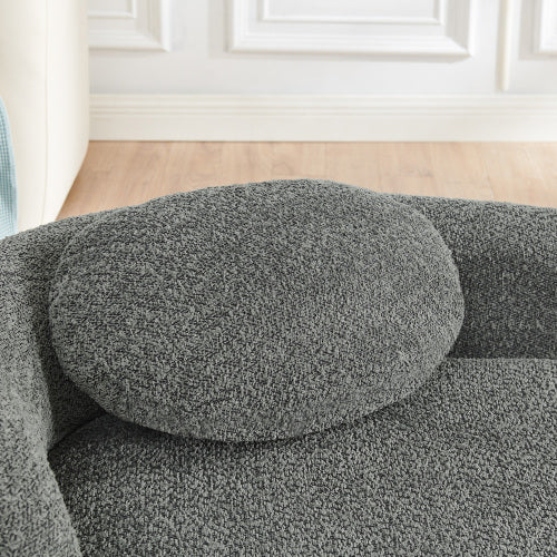 AEELLEEA Gray Upholstered Chaise Lounge Sofa with Pillow, Modern Curved Accent Seating for Living Room