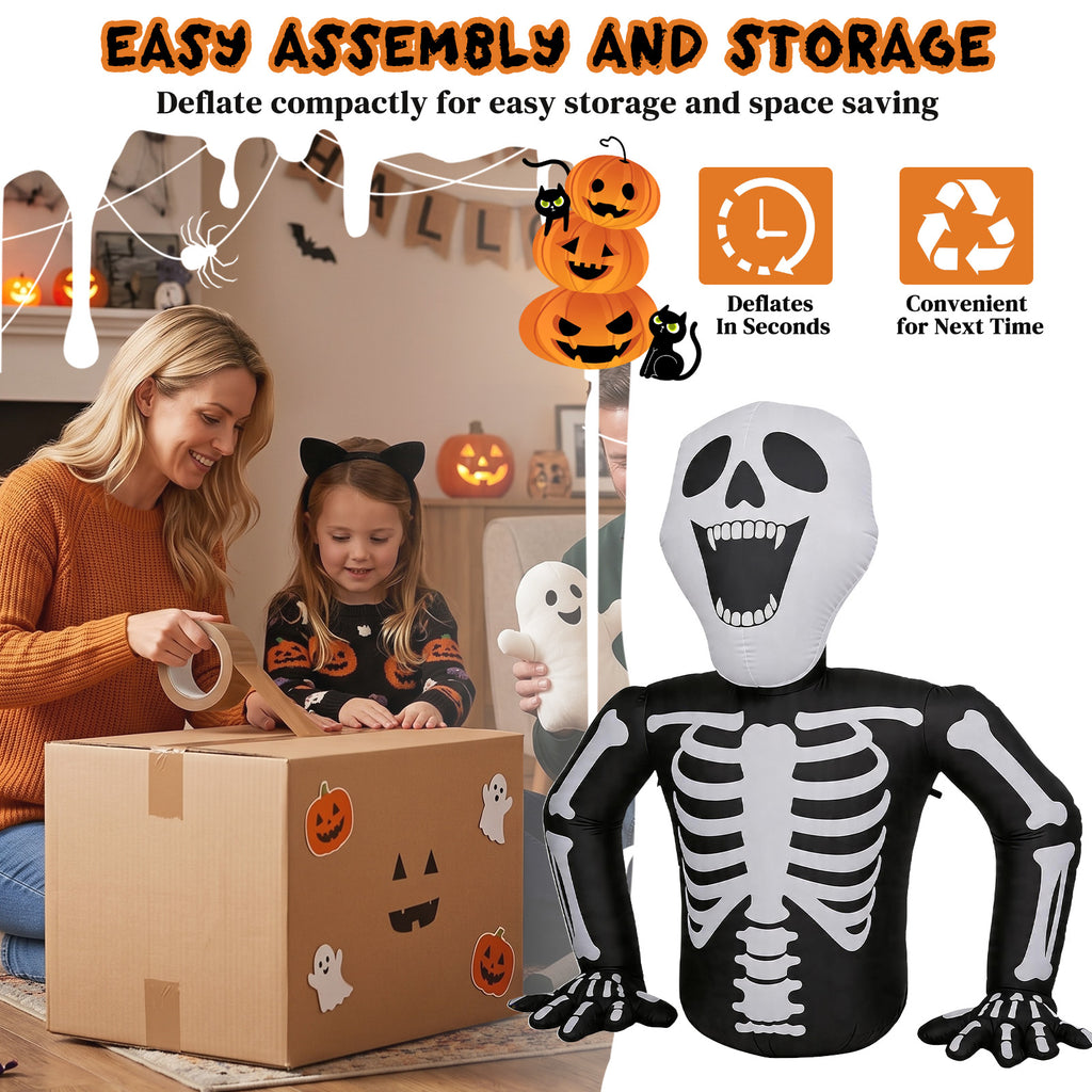 AEELLEEA-6 FT Half Body Skeleton Halloween Inflatable Decoration with 3 Built-in LED Lights