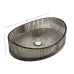 Oval Glass Vessel Sink 20 Inch, Transparent Black Crystal Glass Bathroom Vanity Bowl, Above Counter Sink No Faucet