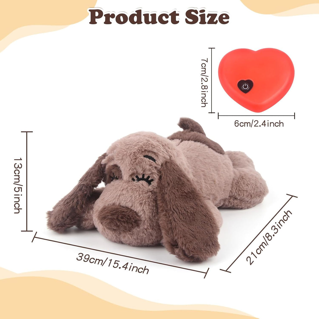 ZippyPaws Toy Dog Anxiety Relief Calming Aid Puppy Heartbeat Stuffed Animal Behavioral Training Sleep Aid Comfort Soother Plush Toy for Puppies Cats