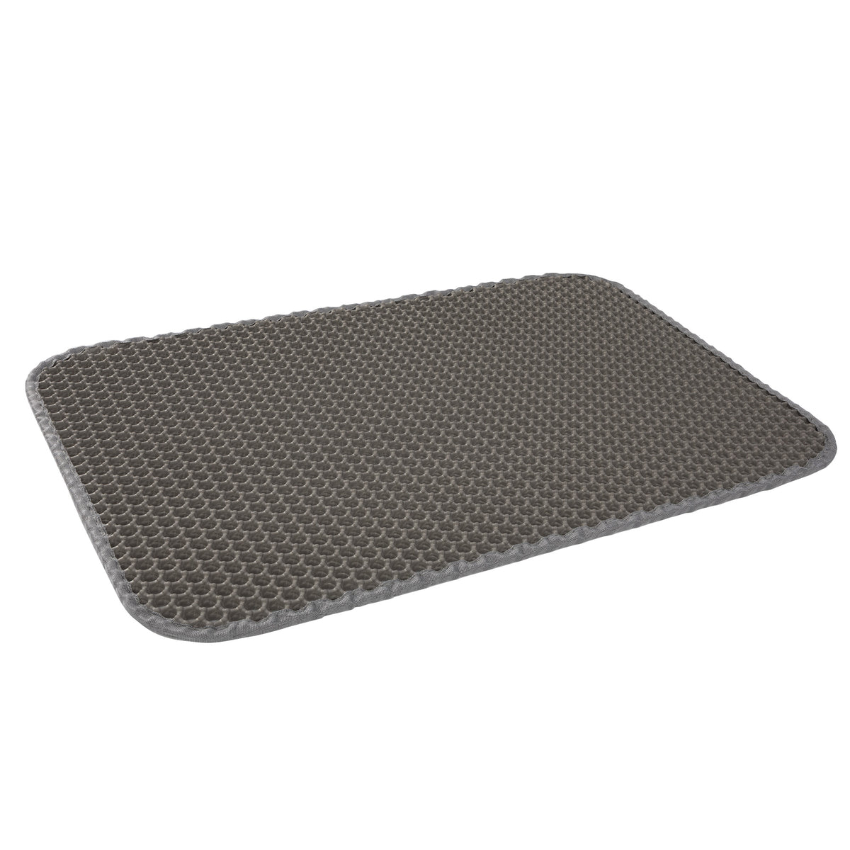 Cat Litter Mat 27.05x18.9 Inch Grey Double Layer Non Slip for Litter Scatter Control Traps 95% Debris Fast Cleaning Solution Cat Owners Home