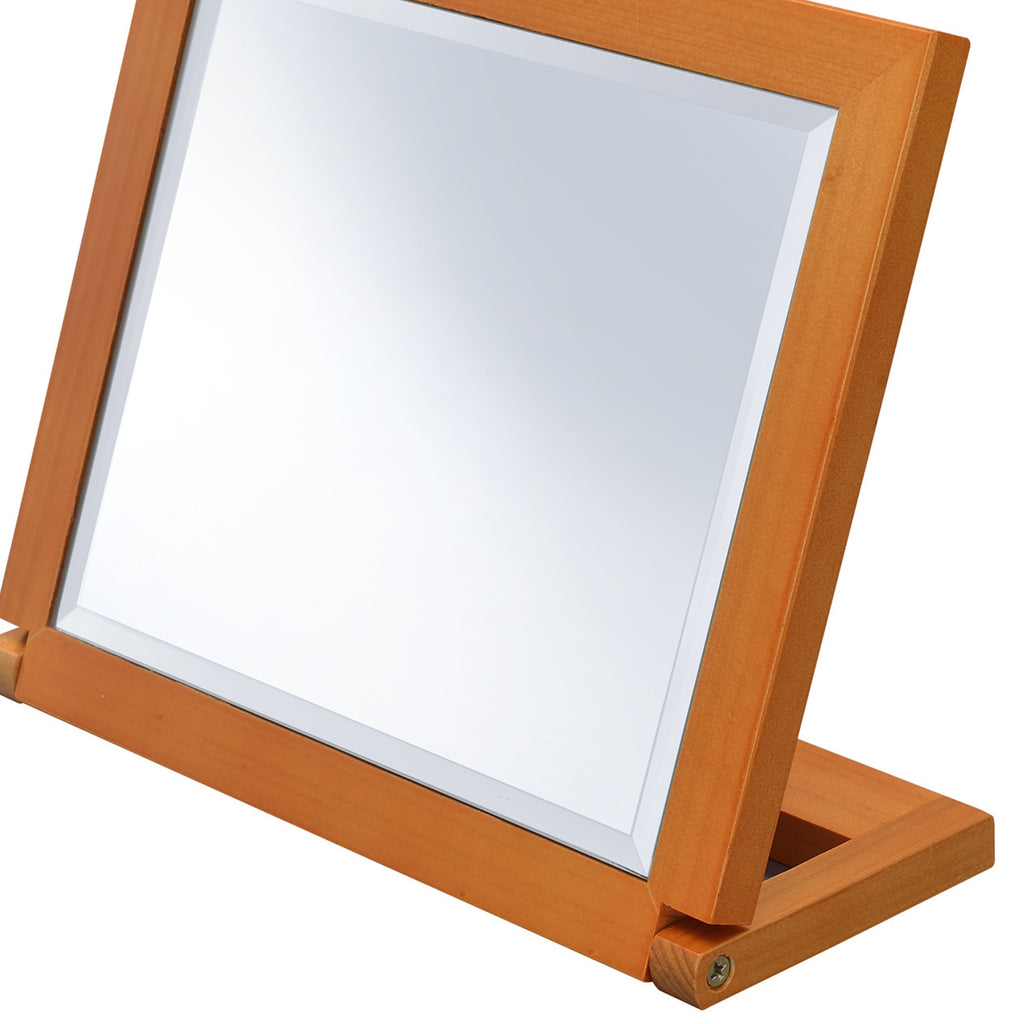 8" Tall Adjustable Makeup Mirror with Walnut Finish, 6.5" Square Polyresin Vanity Mirror for Bathroom, Bedroom