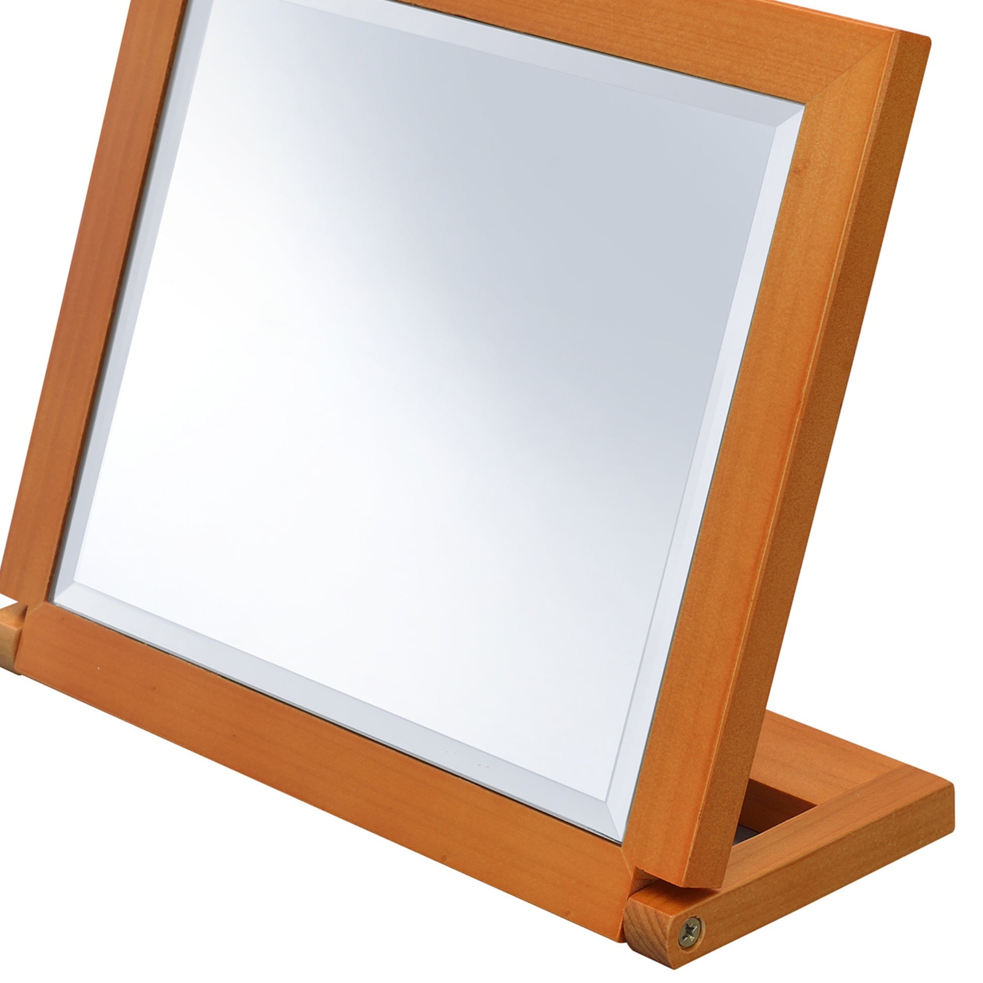 8" Tall Adjustable Makeup Mirror with Walnut Finish, 6.5" Square Polyresin Vanity Mirror for Bathroom, Bedroom
