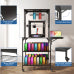 Storage Shelf 5 Tier, Black Metal Utility Rack with Hanging Bar, Industrial Multi Shelf Organizer for Garage Kitchen Laundry