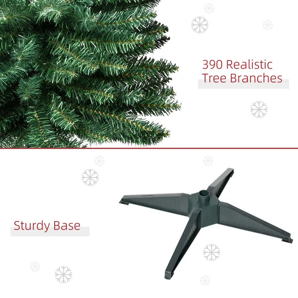 6FT Pencil Slim Artificial Christmas Tree, Unlit Realistic Green PVC Branches, Metal Stand, Space Saving Indoor Xmas Decor