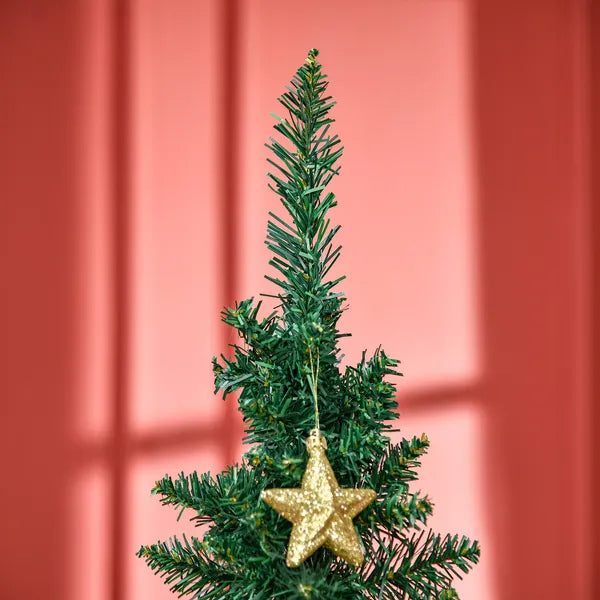 6FT Pencil Slim Artificial Christmas Tree, Unlit Realistic Green PVC Branches, Metal Stand, Space Saving Indoor Xmas Decor