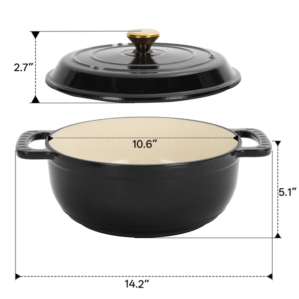 6 Quart Enameled Cast Iron Dutch Oven with Lid, Heavy Duty Round Casserole Pot for Bread Baking Braising Stewing, Oven Safe to 500°F