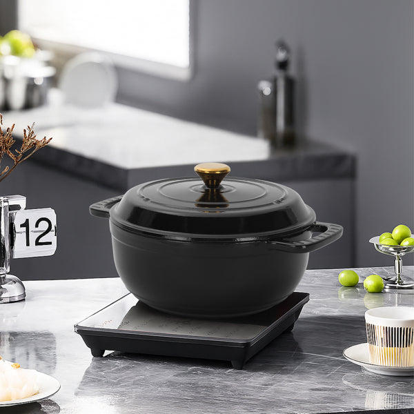 6 Quart Enameled Cast Iron Dutch Oven with Lid, Heavy Duty Round Casserole Pot for Bread Baking Braising Stewing, Oven Safe to 500°F