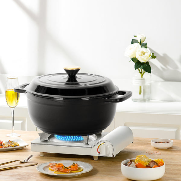 6 Quart Enameled Cast Iron Dutch Oven with Lid, Heavy Duty Round Casserole Pot for Bread Baking Braising Stewing, Oven Safe to 500°F