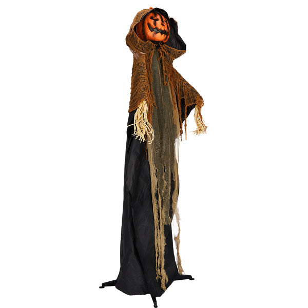 5.8ft Halloween Decorations Outdoor Life Size Animatronics Pumpkin Ghost, Sound-Actived Party Decor with Creepy Sound