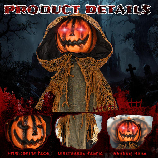 5.8ft Halloween Decorations Outdoor Life Size Animatronics Pumpkin Ghost, Sound-Actived Party Decor with Creepy Sound