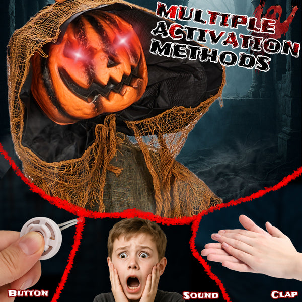 5.8ft Halloween Decorations Outdoor Life Size Animatronics Pumpkin Ghost, Sound-Actived Party Decor with Creepy Sound