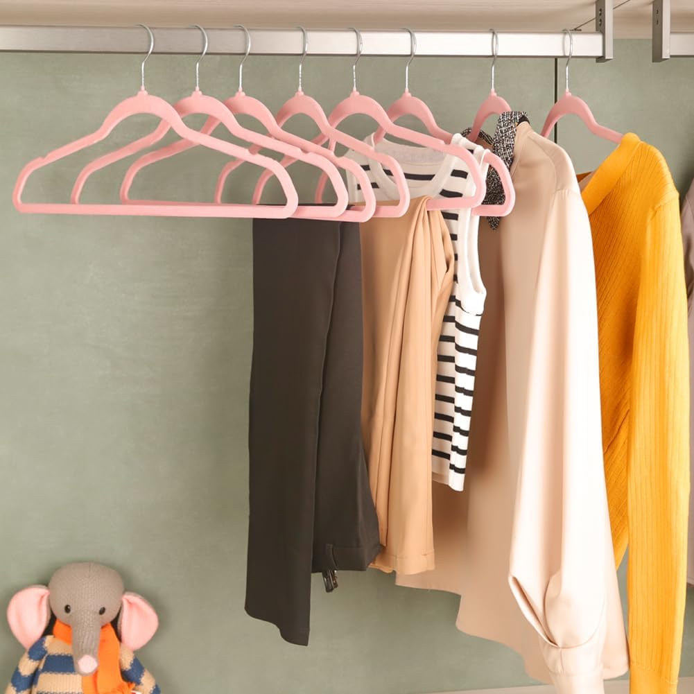 AEELLEEA 10 Pack Velvet Hangers, Premium Non-Slip Clothes Hangers, Pink