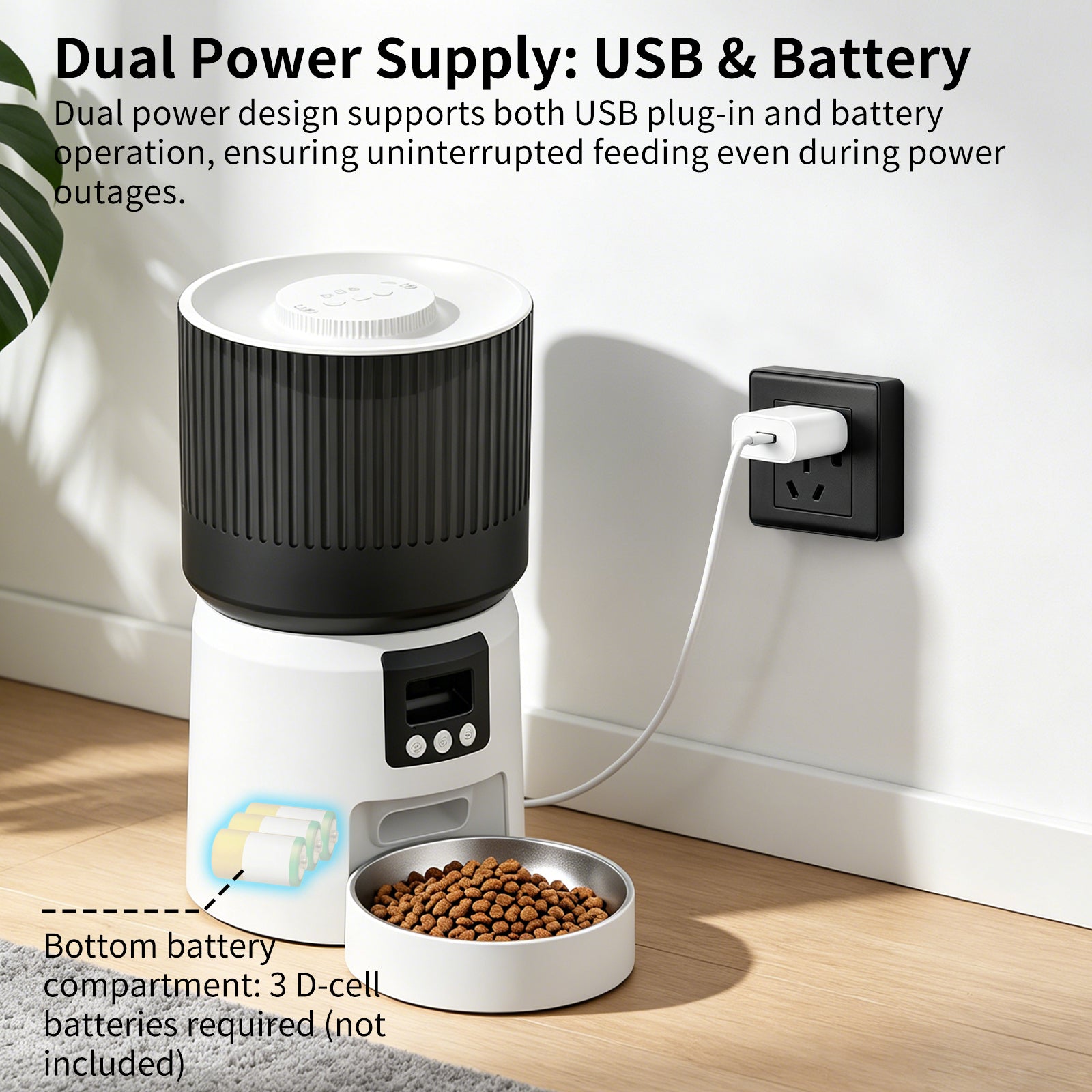 Smart Automatic Pet Feeder with Camera, WiFi App Control, 2-Way Audio, 4L Capacity, Timed Feeding for Cats & Dogs