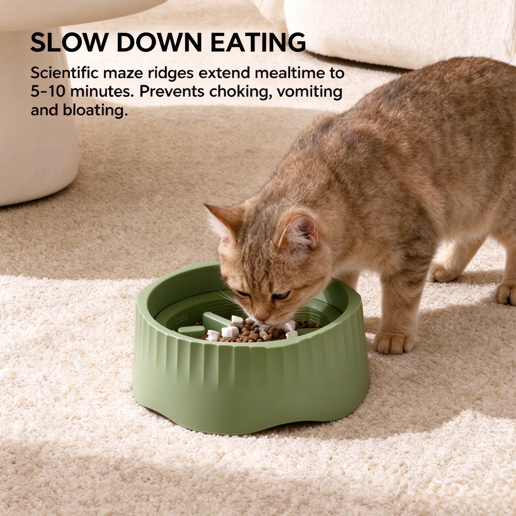 2-in-1 Pet Slow Feeder Bowl, Anti-Choke Maze Food Bowl with Non-Slip Base, Washable Pet Feeding Dish for Cats Small Dogs
