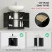Black Under Sink Bathroom Cabinet, Pedestal Vanity Storage Cabinet with Double Doors, Bathroom Organizer for Wash Basin