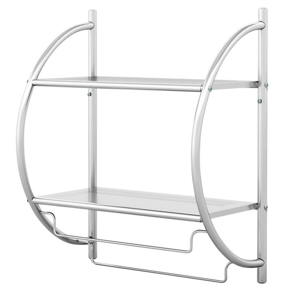Wall Mounted Bathroom Storage Shelves, 22 Inch Rustproof Metal Towel Rack with 2 Open Shelves and 2 Hanging Bars for Towels Toiletries, Over Toilet