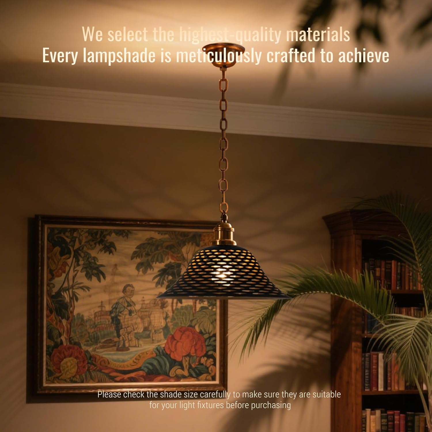 Metal Laser Rhombus Lampshade – Black & Metallic, 12.2” Wide x 4.72” High – Fits Floor & Torchiere Lamps (E26 Socket)