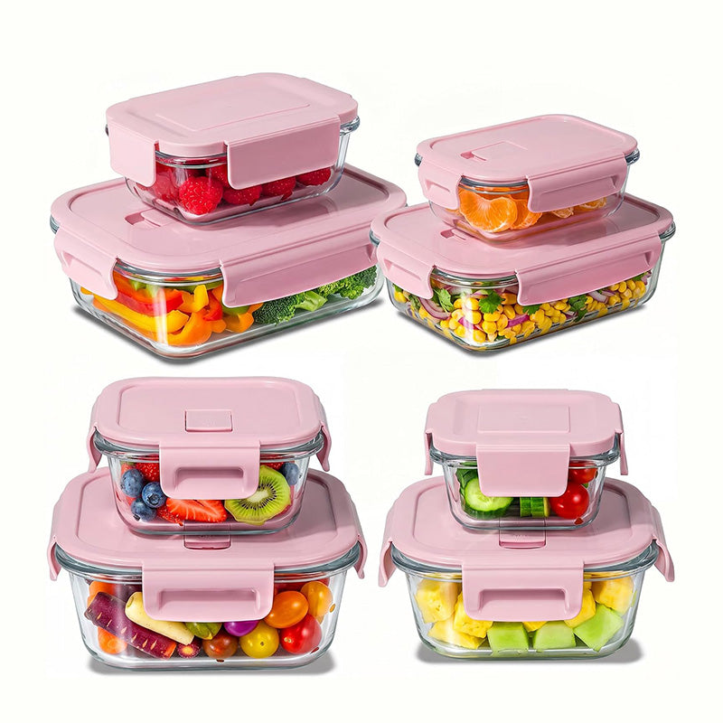 8 Pack Glass Food Storage Containers with Lids