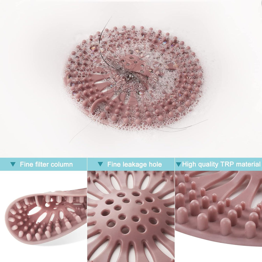 Sink Drain Strainer, Shower Drain Hair Catcher, TPR Drain Hair Catcher, Flat Drain Cover Anti-Clog Hair Trap for Tub Sink Laundry