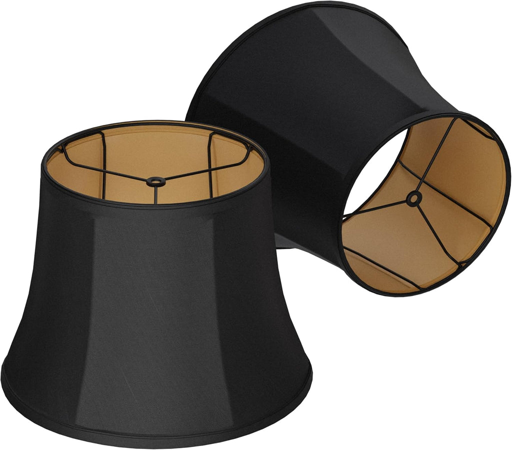 ALUCSET Set of 2 Bohemian Style Linen Lamp Shades, Metal Frame, 10x14x10.5 Inches