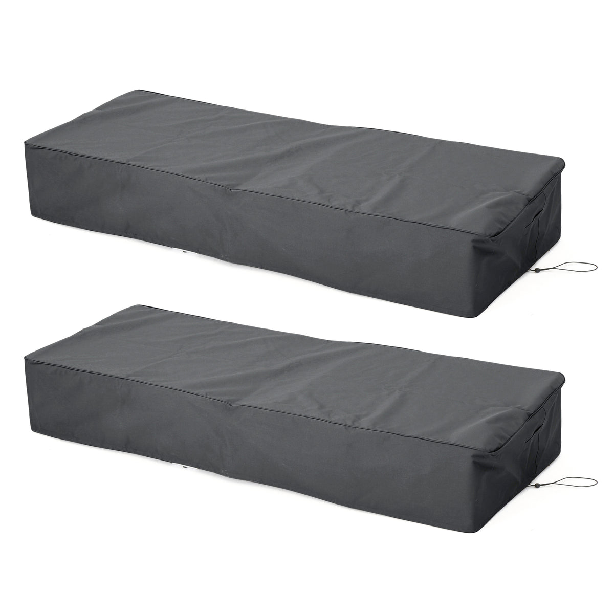 AEELLEEA 2 Pack Outdoor Chaise Lounge Cover, Waterproof Weather Resistant Patio Lounge Furniture Cover 83"×30"×12", Dark Gray