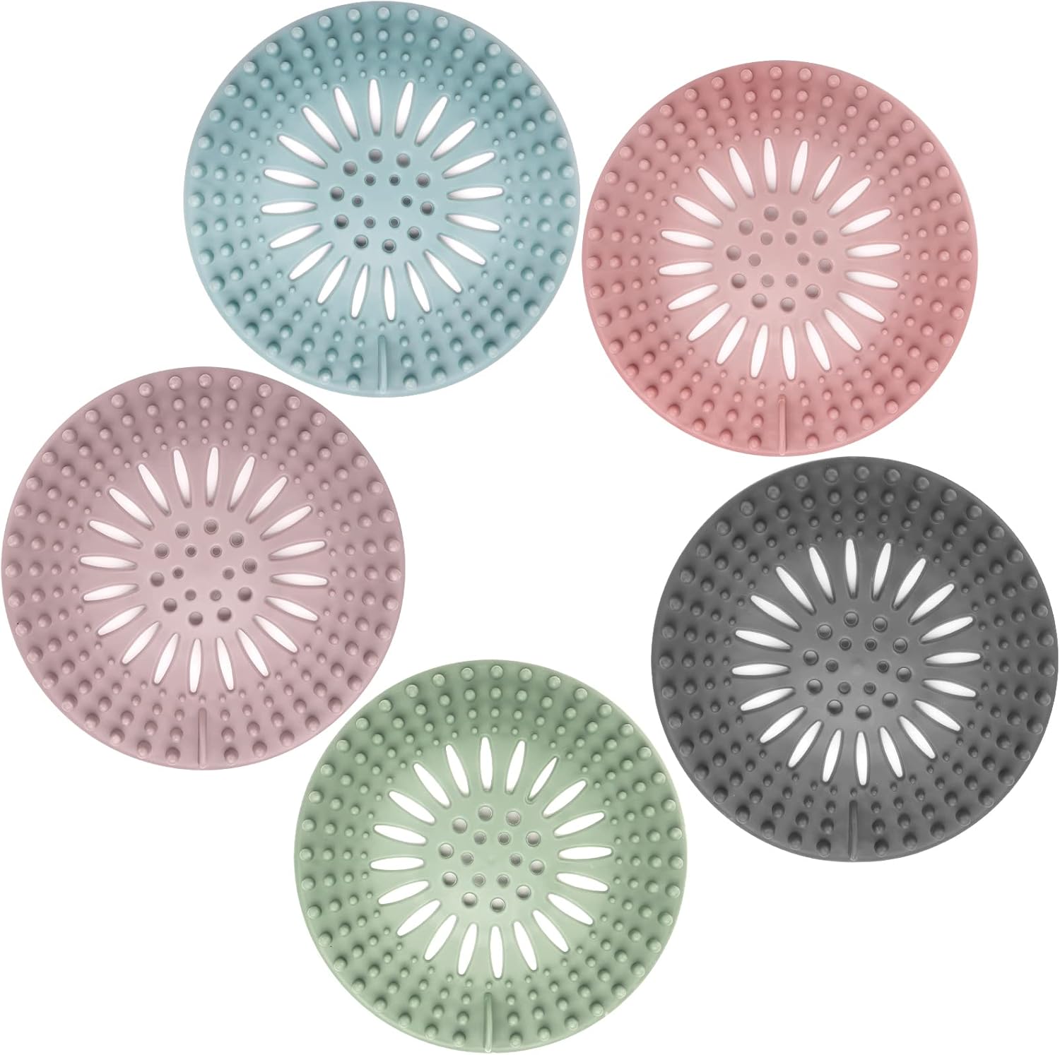 Sink Drain Strainer, Shower Drain Hair Catcher, TPR Drain Hair Catcher, Flat Drain Cover Anti-Clog Hair Trap for Tub Sink Laundry