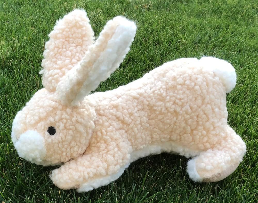 Glory To Dog Large Sherpa Plush Bunny Squeaky Interactive Fetch Dog Toy Stuffed with Fluff and Crinkly Floppy Ears for Medium to Large Breeds