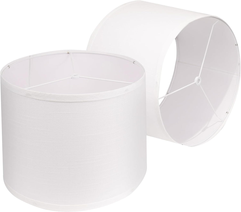 ALUCSET 2 Pack White Drum Fabric Lampshades, 13x13x10 Inch Replacement Cover for Table Floor Pendant Lamp