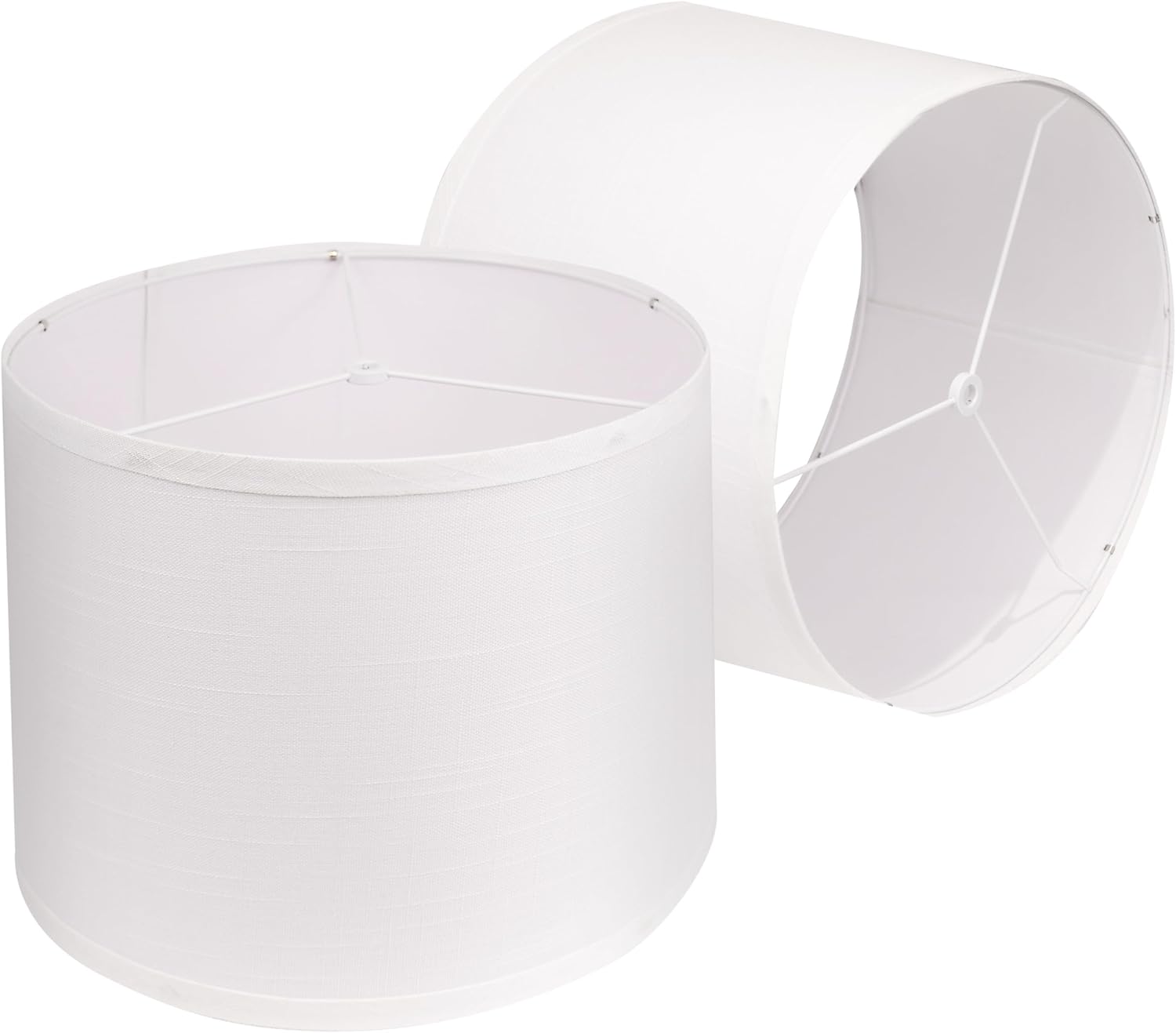 ALUCSET 2 Pack White Drum Fabric Lampshades, 13x13x10 Inch Replacement Cover for Table Floor Pendant Lamp
