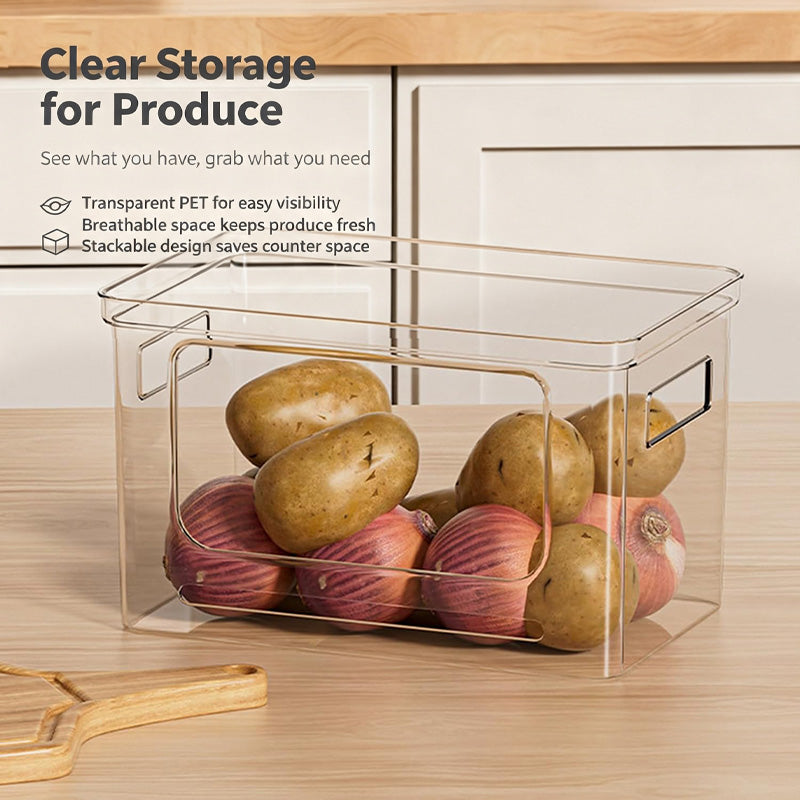 Stackable Storage Organizer with Bamboo Top, Extra Large Trash Bag Dispenser, Garbage Bag Holder, Under Sink Organizer, Pantry and Laundry Room Storage