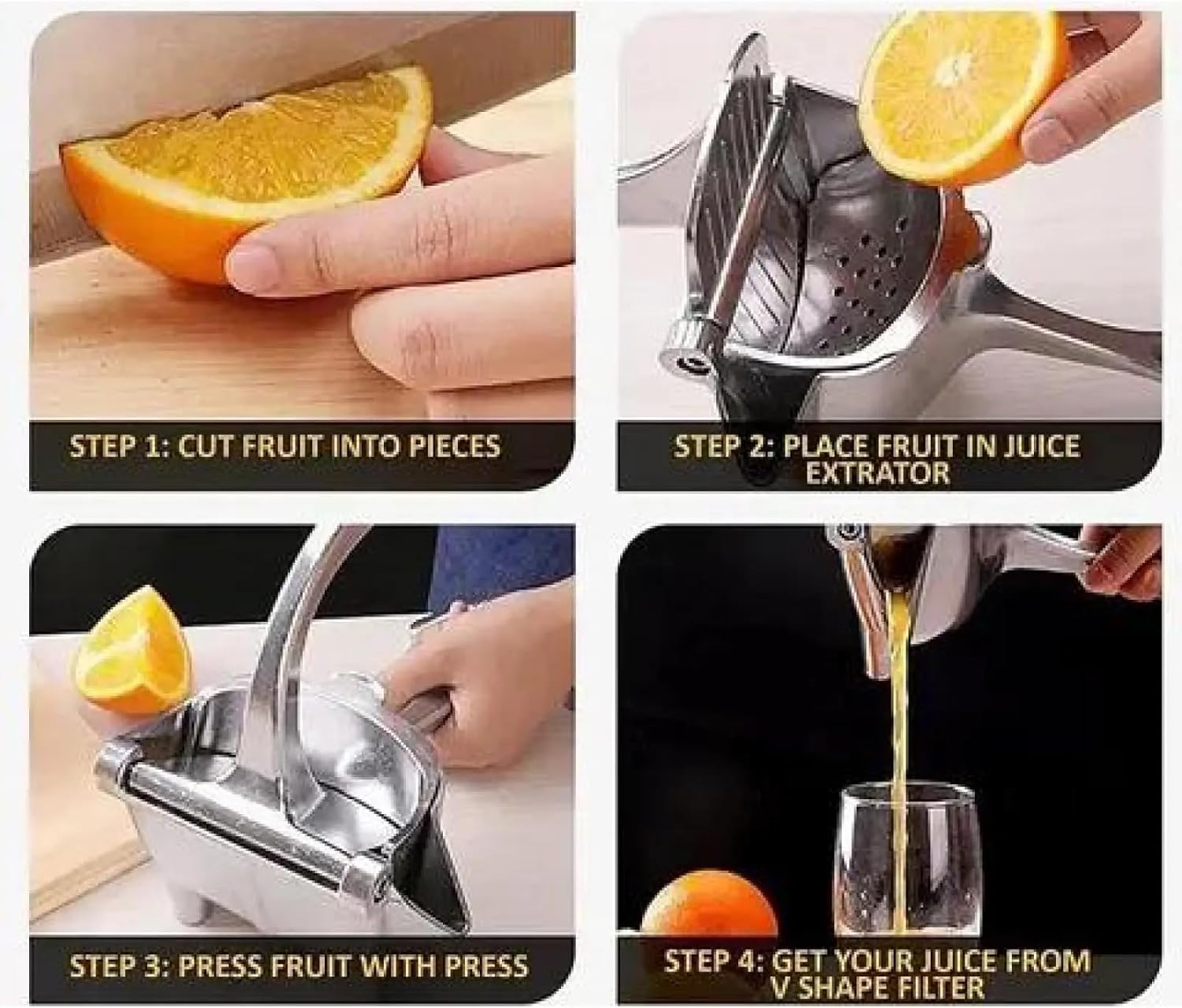 Heavy Duty Hand Juicer, Manual Juicer, Hand Press Juicer, Juicer Handheld, Metal Alloy Lemon Squeezer for Orange, Citrus & Fresh Fruit