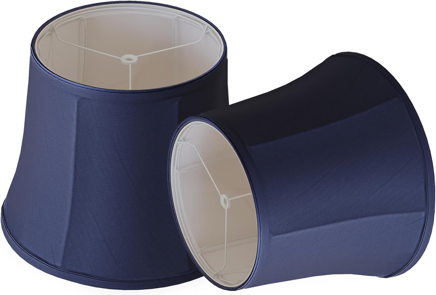 ALUCSET Set of 2 Boho Linen Lamp Shades 10x14x10.5 Inch Blue Fabric Drum Light Shades Spider Fitter for Floor Table Lamps Living Room Bedroom Antique Bronze Gothic Forest Pattern