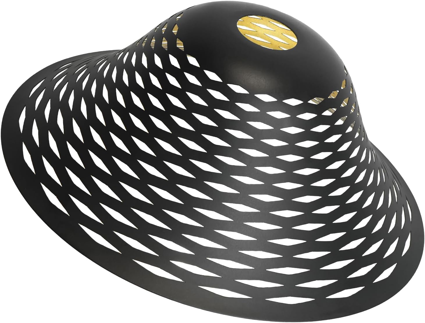 Metal Laser Rhombus Lampshade – Black & Metallic, 12.2” Wide x 4.72” High – Fits Floor & Torchiere Lamps (E26 Socket)