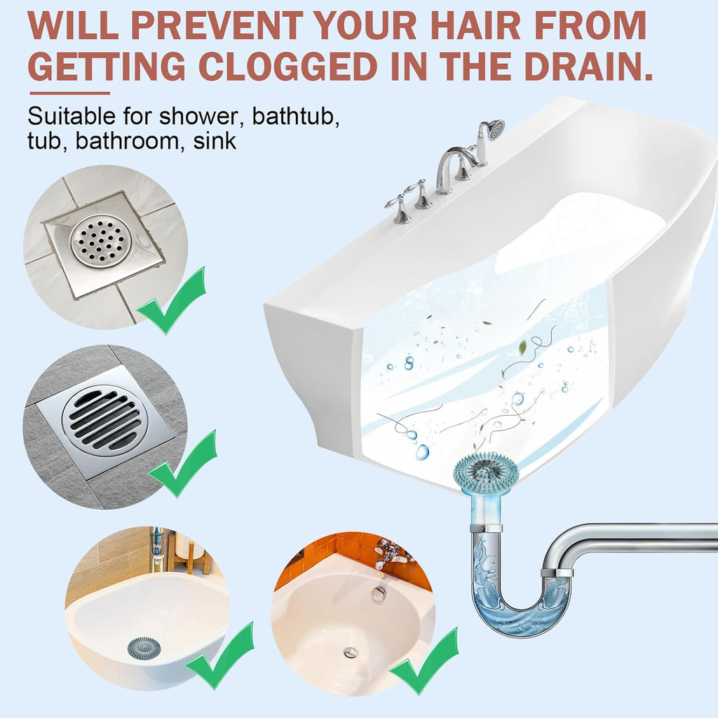 Sink Drain Strainer, Shower Drain Hair Catcher, TPR Drain Hair Catcher, Flat Drain Cover Anti-Clog Hair Trap for Tub Sink Laundry