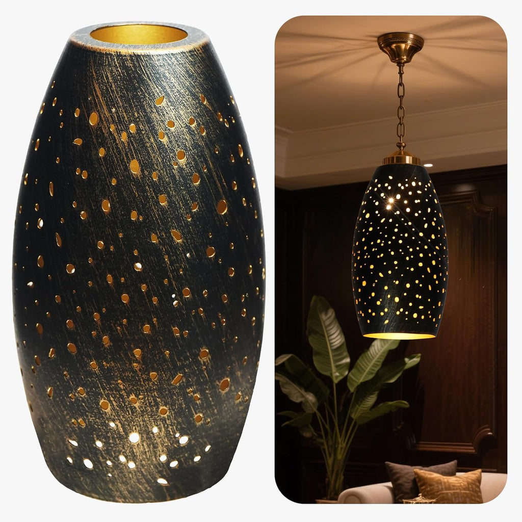 Metal Oval Antique Bronze Lampshade, 1-5/8"Fitter, 7.8"×4.7" 1-Pack Replacement for Chandelier, Wall Sconce & Vanity Lighting