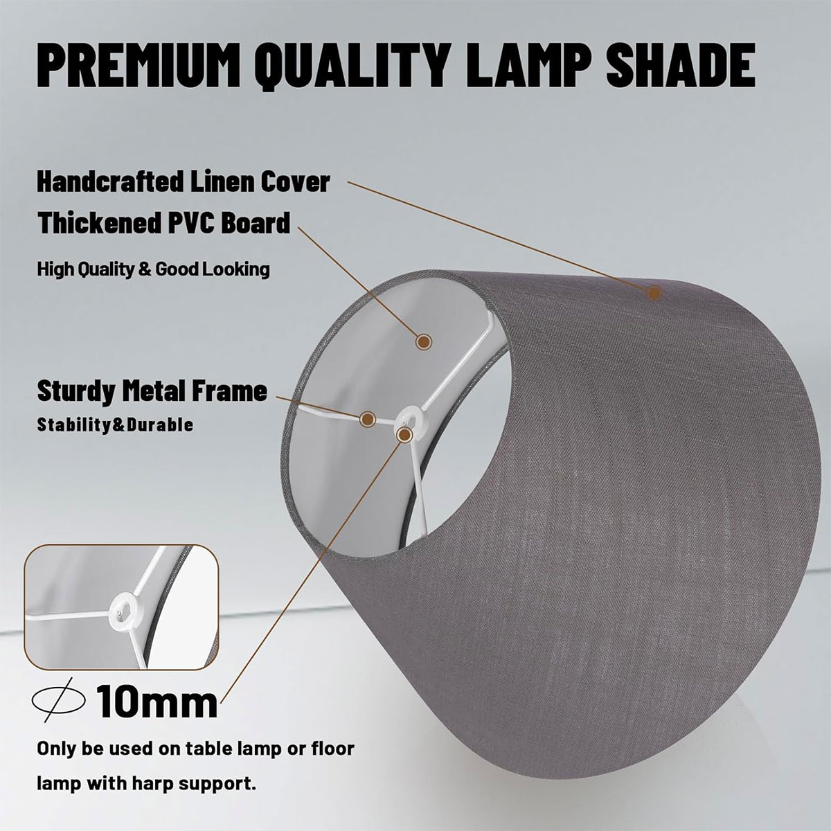 ALUCSET 7×13×7.8 Inch Handmade Linen Barrel Lampshade, Decorative Lamp Cover for Table Lamp & Christmas Home Decor
