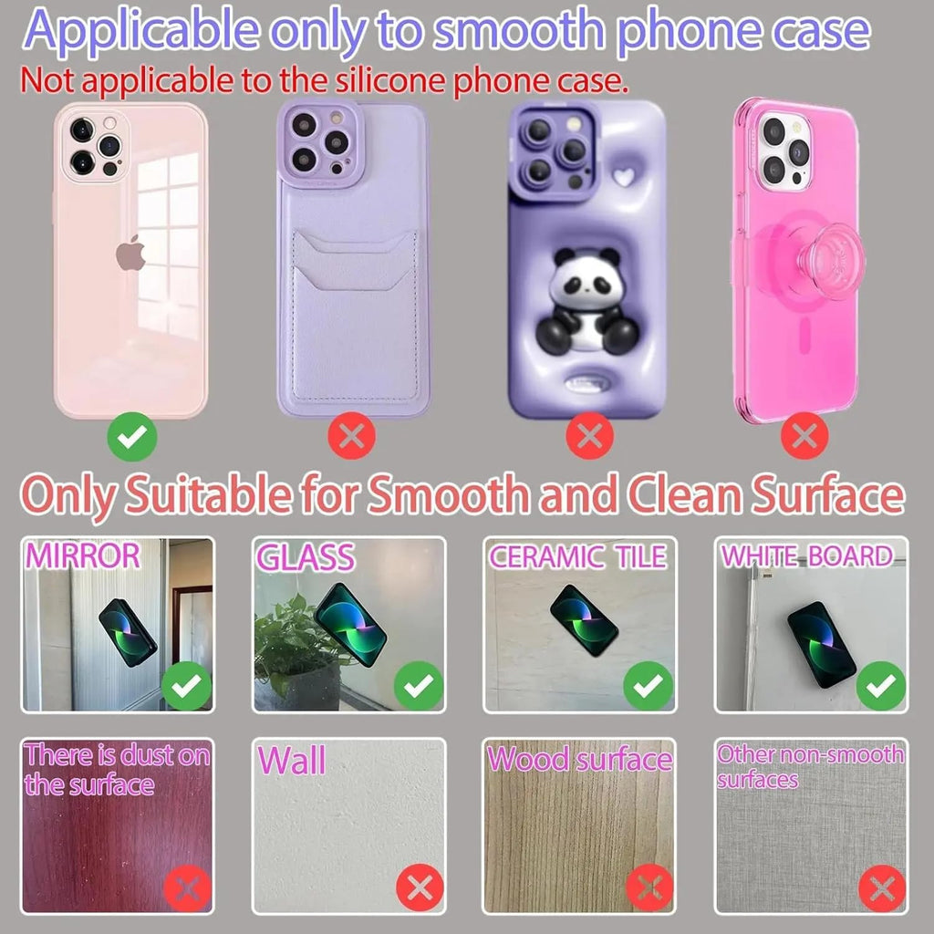 Double Sided Silicone Suction Cup Phone Holder, Hands-Free Vacuum Suction Phone Mount for Selfie, Video Recording on Smooth Surfaces