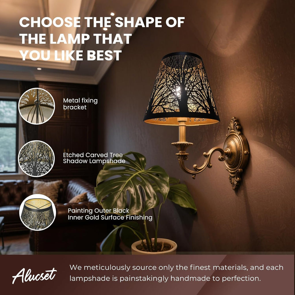 ALUCSET 2Pcs Mini Bell Lamp Shades, 3×6×5" Clip On Chandelier Light Covers